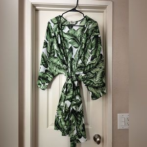 Show me your mumu leaf tropical printed wrap dress